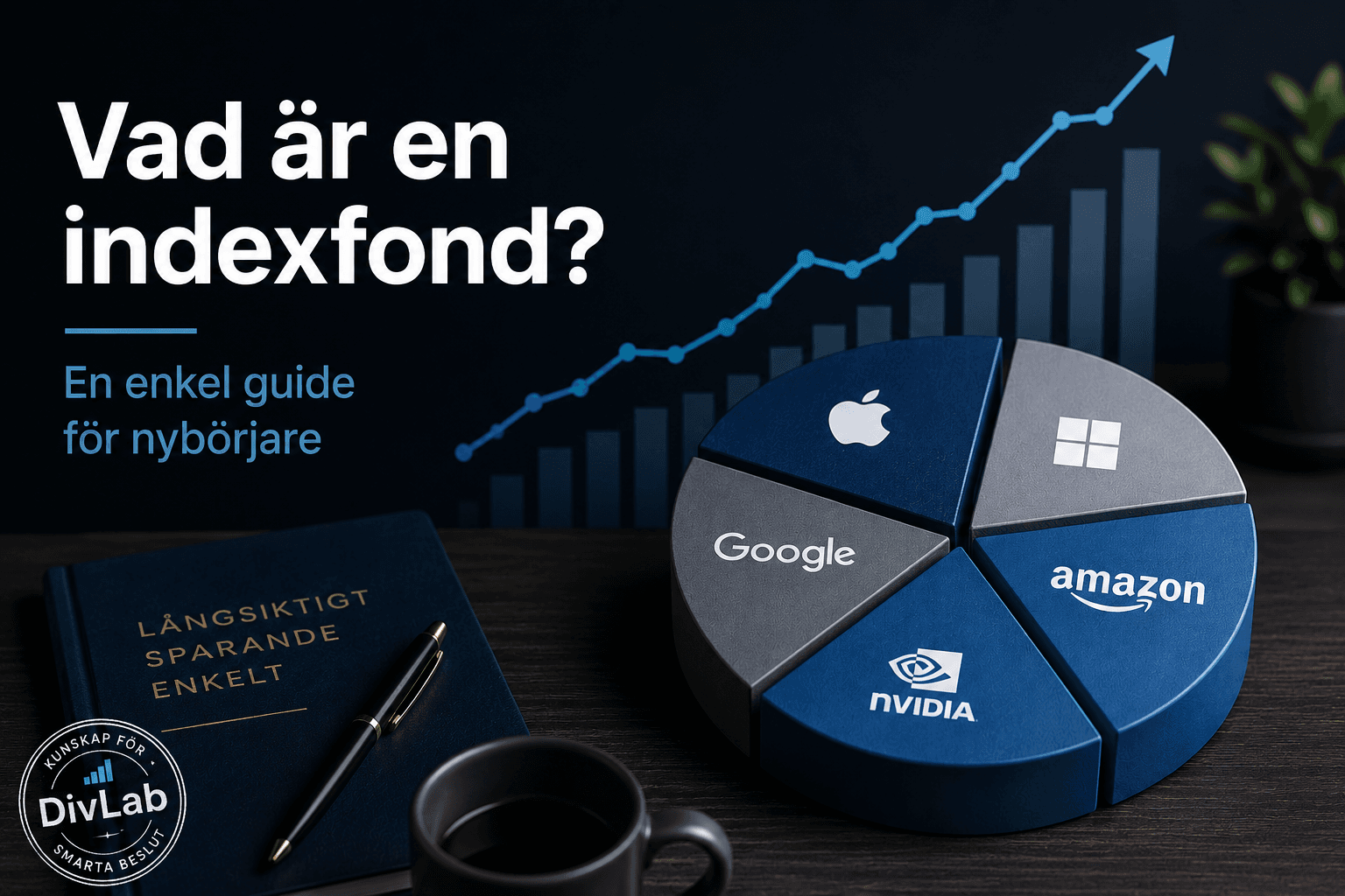Illustration som förklarar hur en indexfond sprider investeringar mellan flera bolag