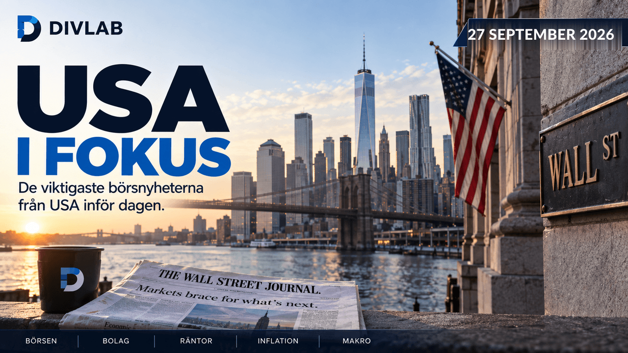 USA i fokus 2026-09-27 – DivLabs översikt över den amerikanska börsmarknaden inför Wall Streets öppning.
