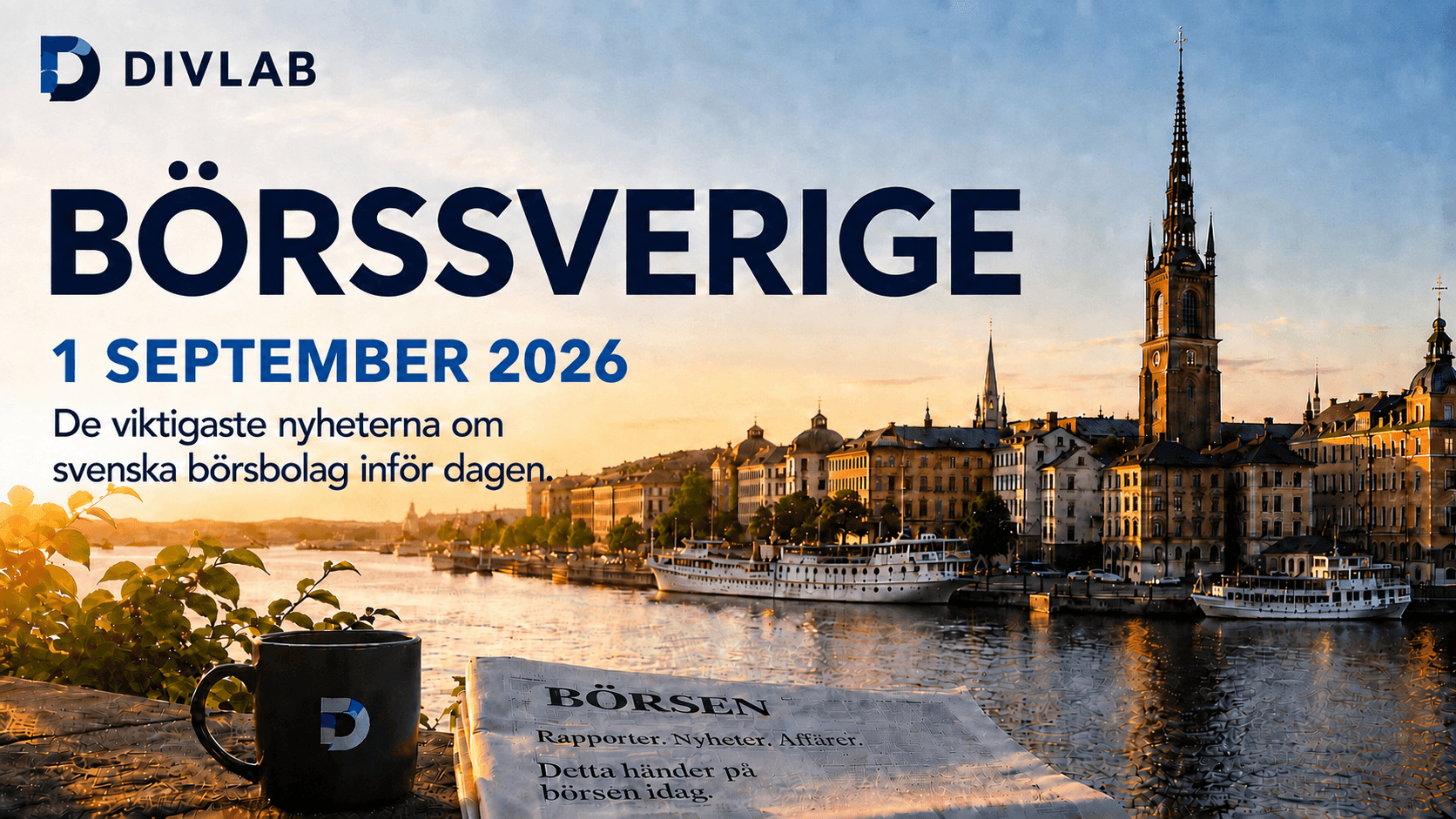 BörsSverige 1 september 2026 med Stockholm i morgonljus inför dagens handel på Stockholmsbörsen.