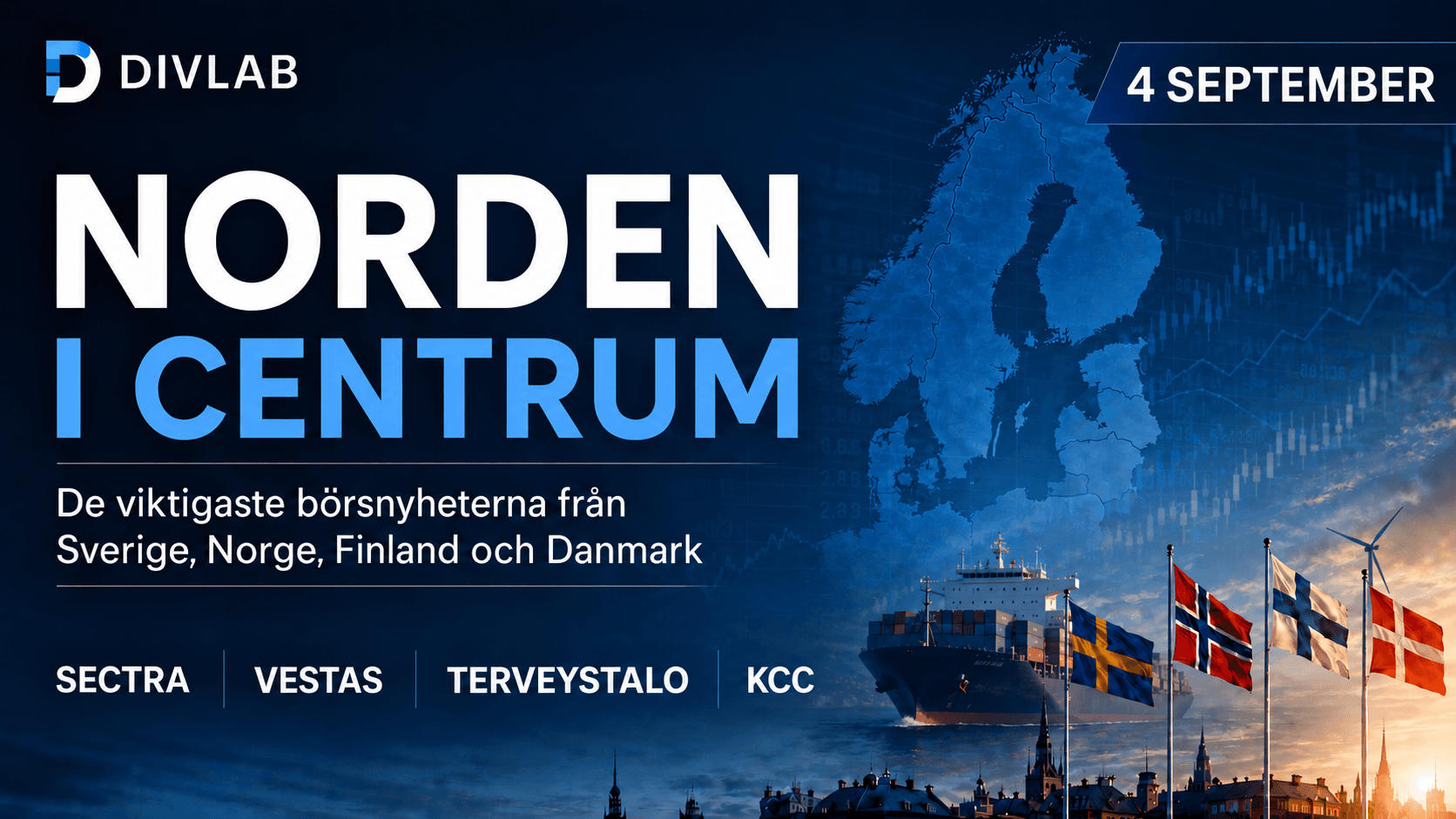 Norden i centrum 4 september 2026 med Sectra, Vestas, Terveystalo och KCC i fokus.